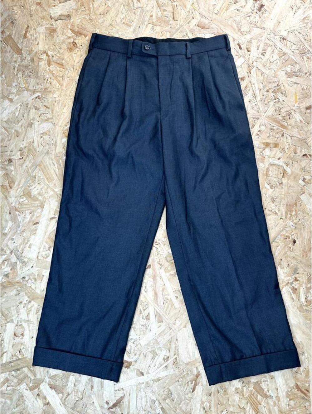 John Henry Mens Dress Pants 34x30 Gray Pleated Front Cuffed Hem Poly Rayon Blend